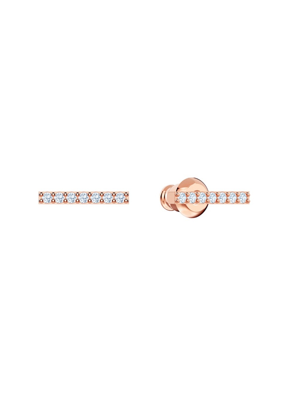 NWT Swarovski Rose Gold Crystal Bar Stud Earrings
